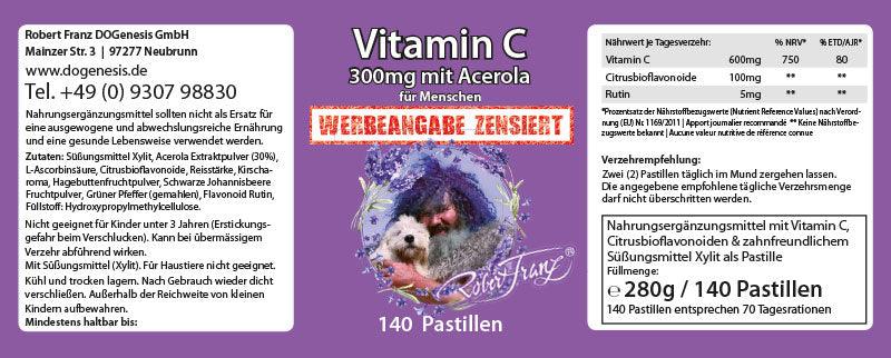 Vitamin C 300 mg mit Acerola - 140 kauBAR Pastillen von Robert Franz - bever-naturversand