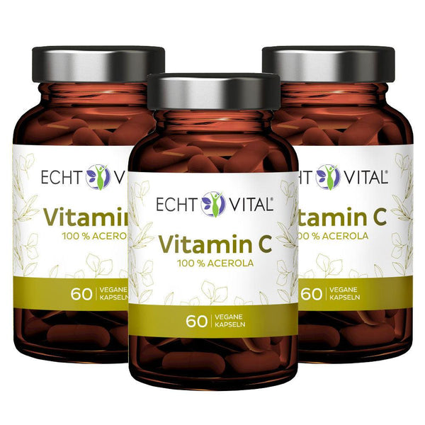 Echt Vital Vitamin C - 3 Gläser mit 60 Kapseln - bever-naturversand