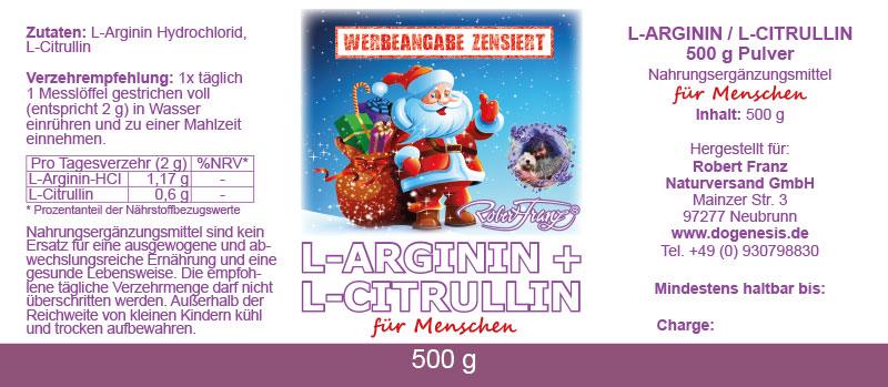 L-Arginin / L- Citrullin Pulver 500g von Robert Franz - bever-naturversand
