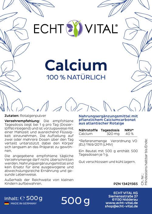 Echt Vital Calcium - 1 Beutel mit 500 g Pulver - bever-naturversand