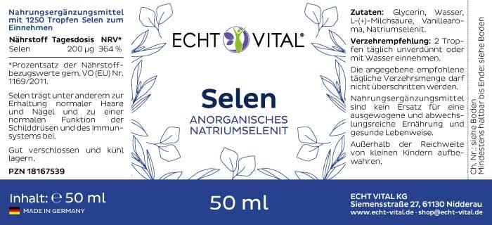 ECHT VITAL Selen - 1 Flasche mit 50 ml - bever-naturversand