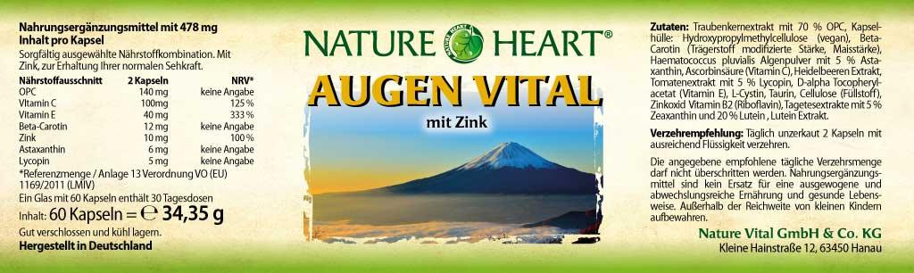 Nature Heart Augen Vital - 1 Glas mit 60 Kapseln - bever-naturversand