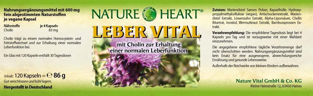 NATURE HEART Leber Vital - 1 Glas mit 60 Kapseln - bever-naturversand