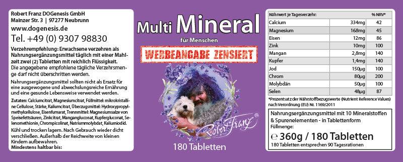 Multi Mineral für Menschen 180 Tabs. von Robert Franz - bever-naturversand