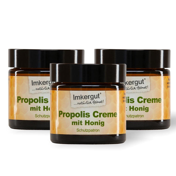 Propolis Creme mit Honig im 50 ml Tiegel - Schutzpatron -3er Set Sparpreis - bever-naturversand
