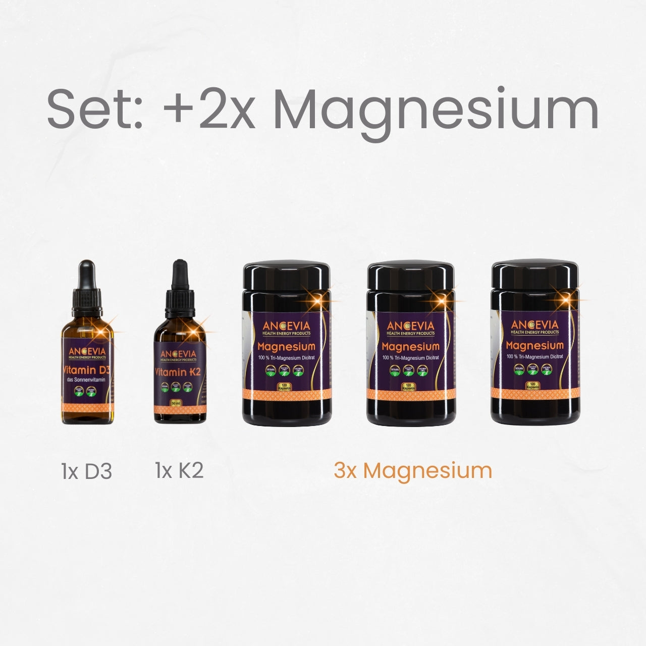 Knochen Kraft Trio: D3 + K2 + Magnesium von Ancevia®