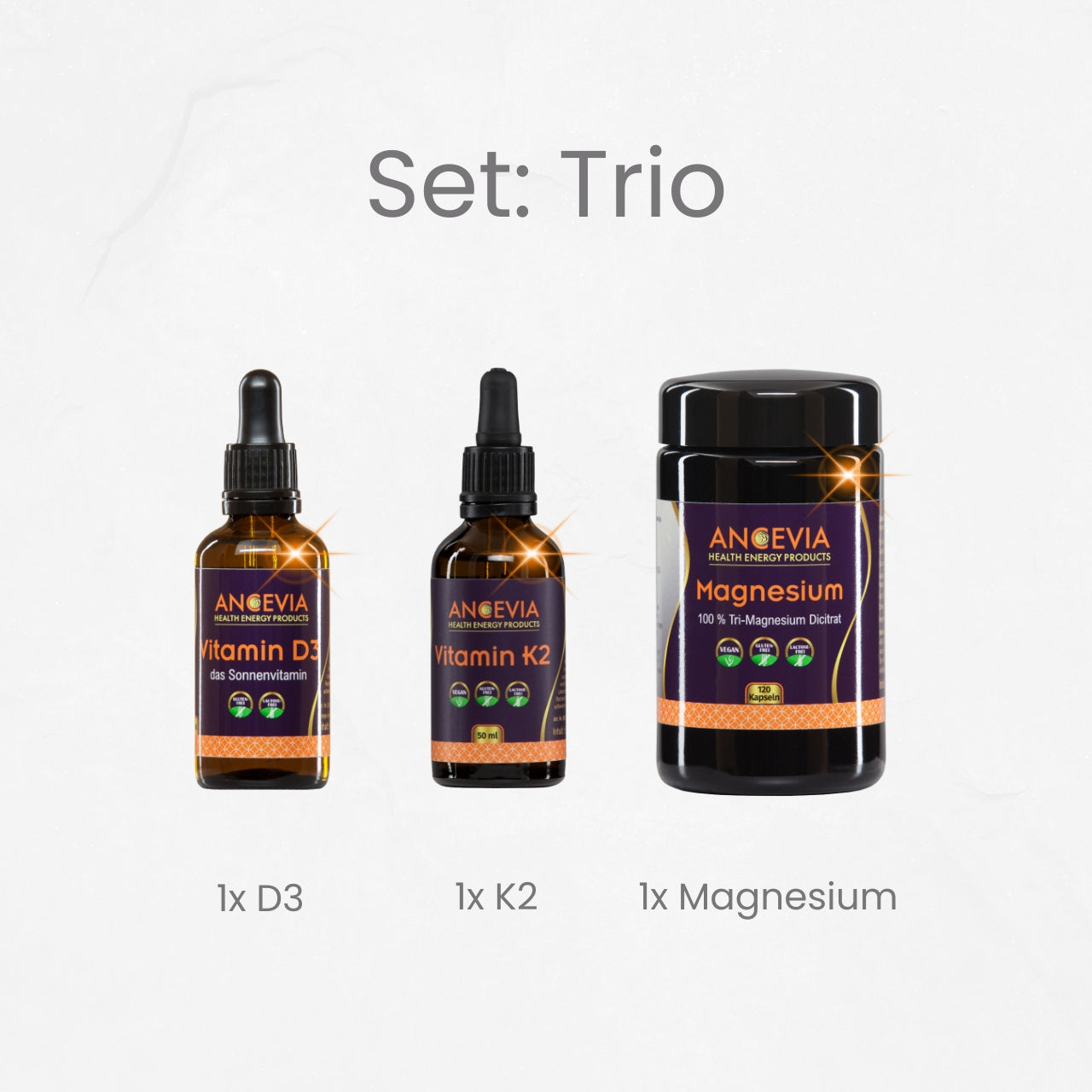 Knochen Kraft Trio: D3 + K2 + Magnesium von Ancevia®