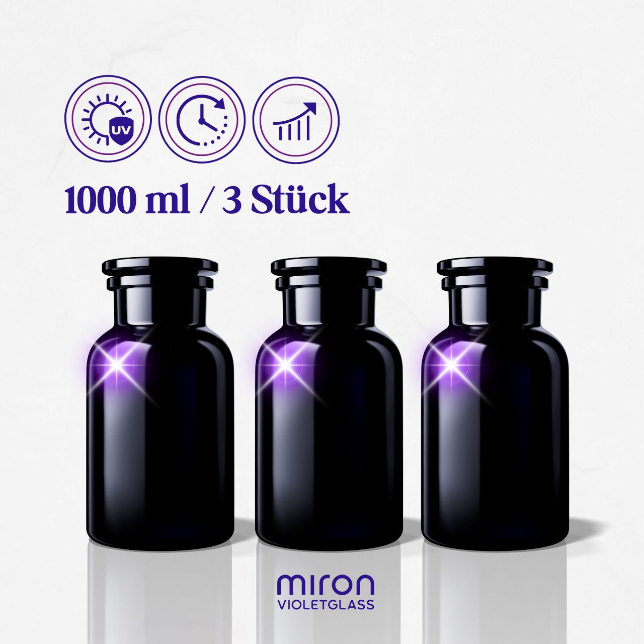 ApoGiants - Violettglas 1000 ml Apothekerglas (Libra) von MIRON®