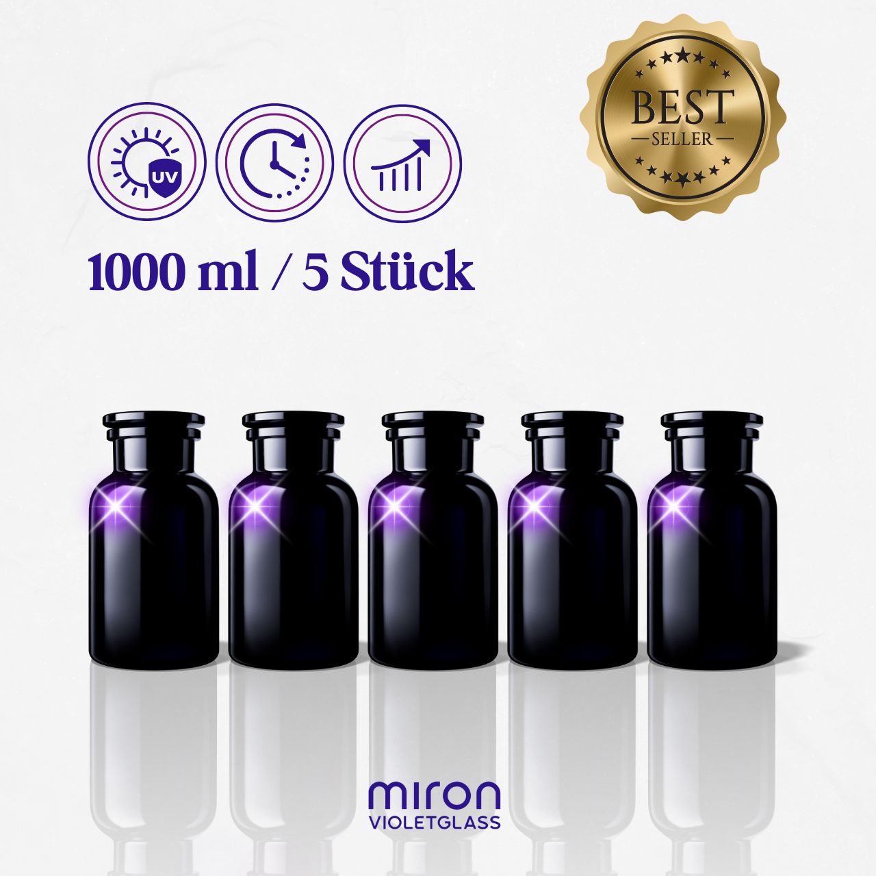 ApoGiants - Violettglas 1000 ml Apothekerglas (Libra) von MIRON®