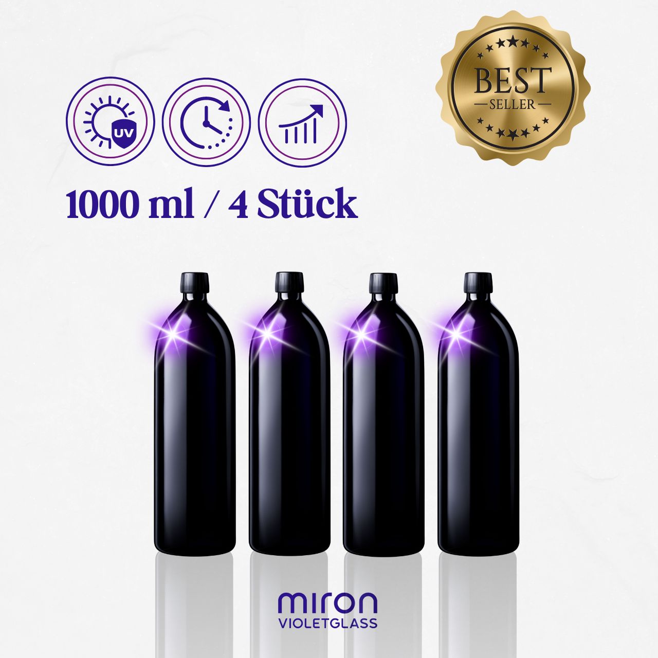 BioVio Maxima - Violettglas 1000 ml Flasche (Aquarius) von MIRON®