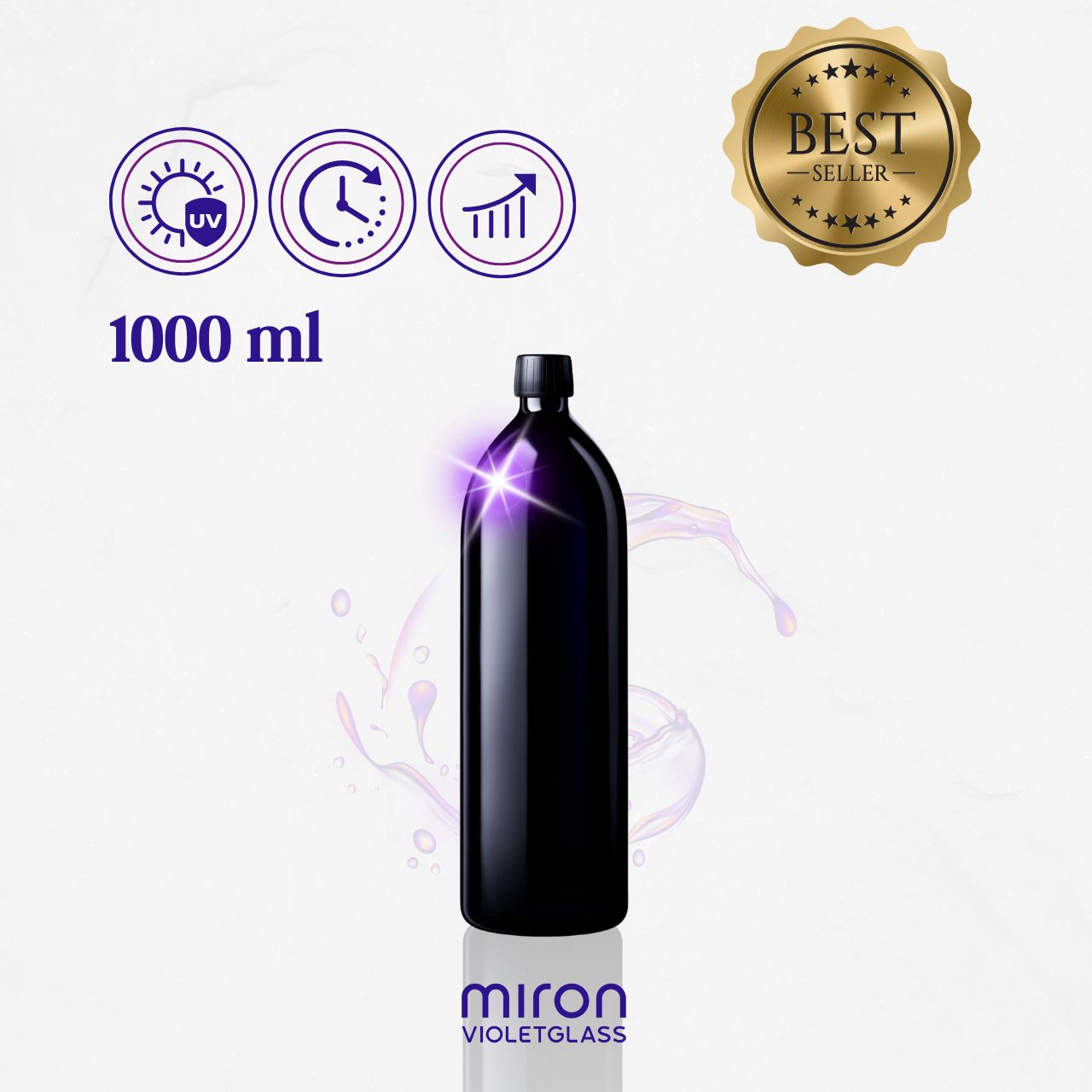 BioVio Maxima - Violettglas 1000 ml Flasche (Aquarius) von MIRON®