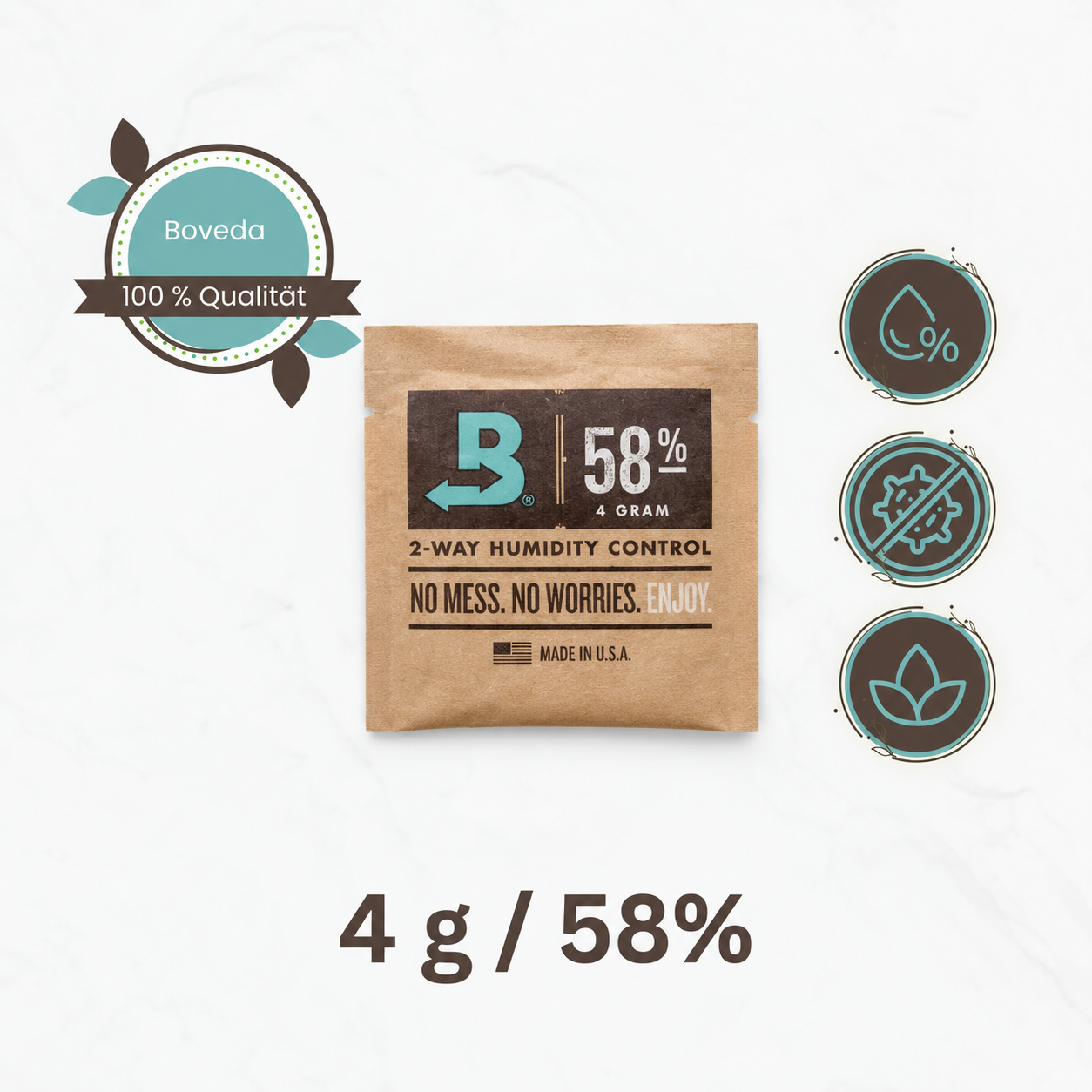 Hygro Packs für Violettglas 1000 ml - 300 ml Schimmelprävention (4g / 58%) von Boveda®