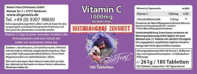 Vitamin C 1000 mg 180 Tabs von Robert Franz - bever-naturversand