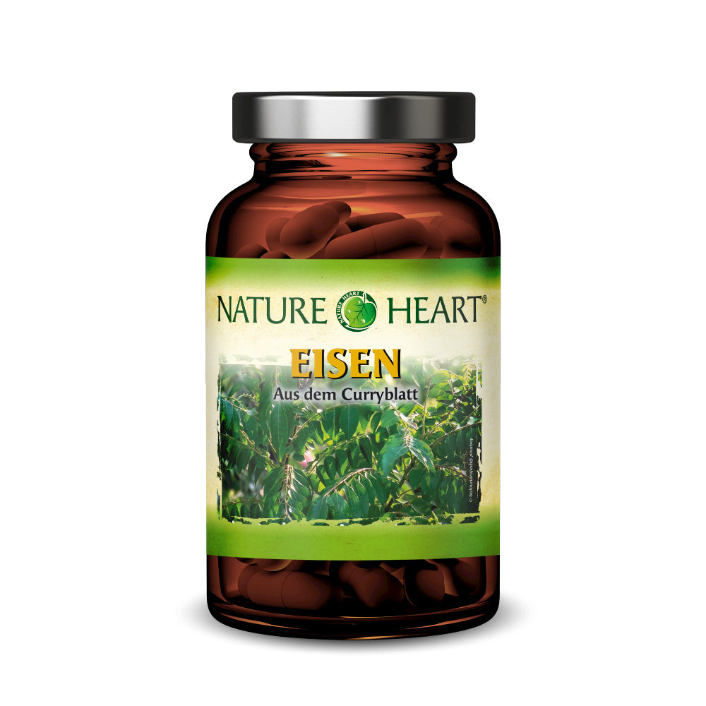 Nature Heart Eisen aus dem Curryblatt - 1 Glas mit 60 Kapseln