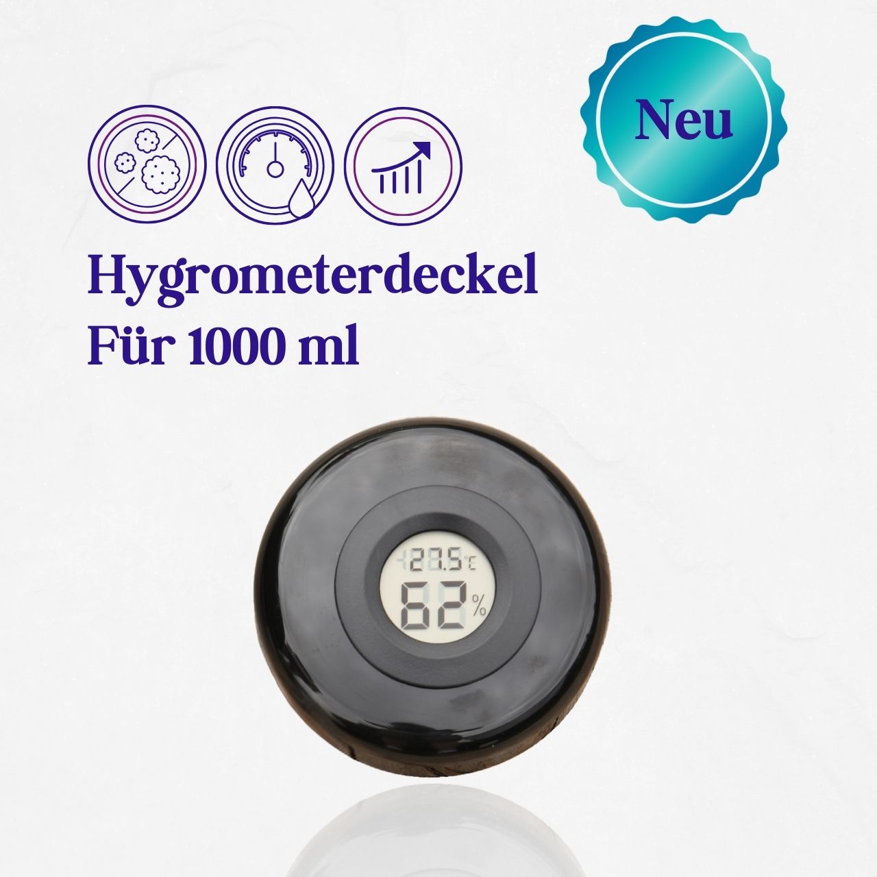 Hygrometer Deckel für Violet Giants - Weithalsdose (Saturn) 1000 ml