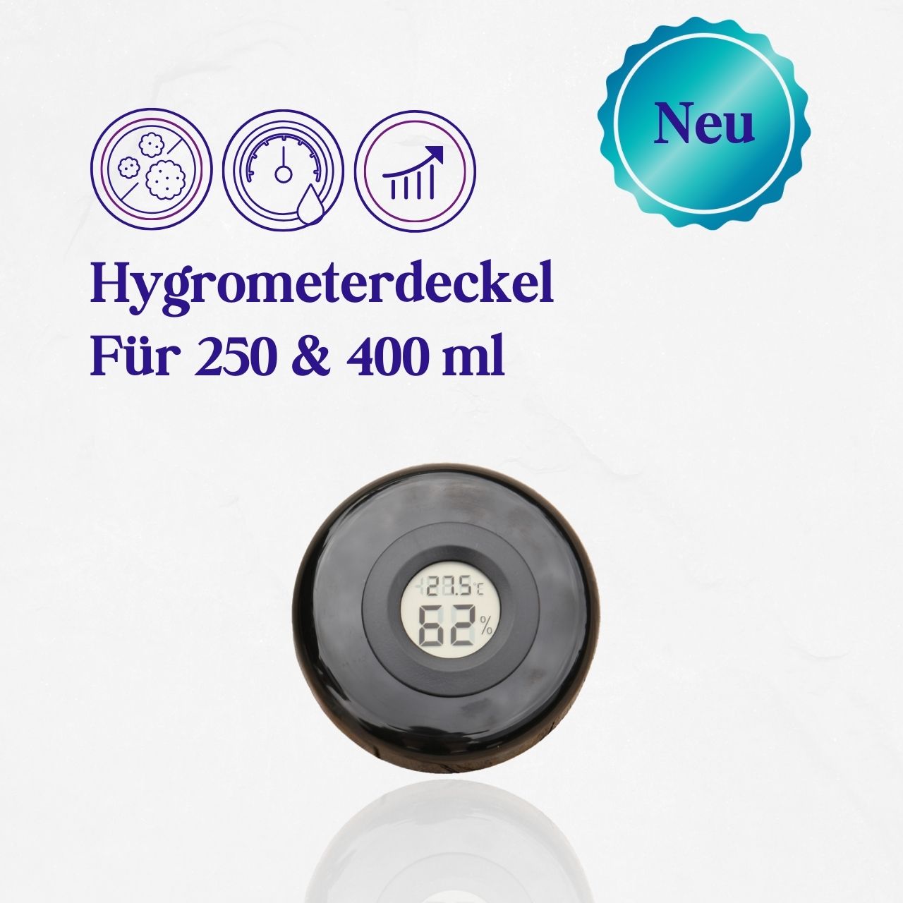 Hygrometer Deckel für Midi 400 & Violet Reserve - Weithalsdose (Saturn) 250 ml