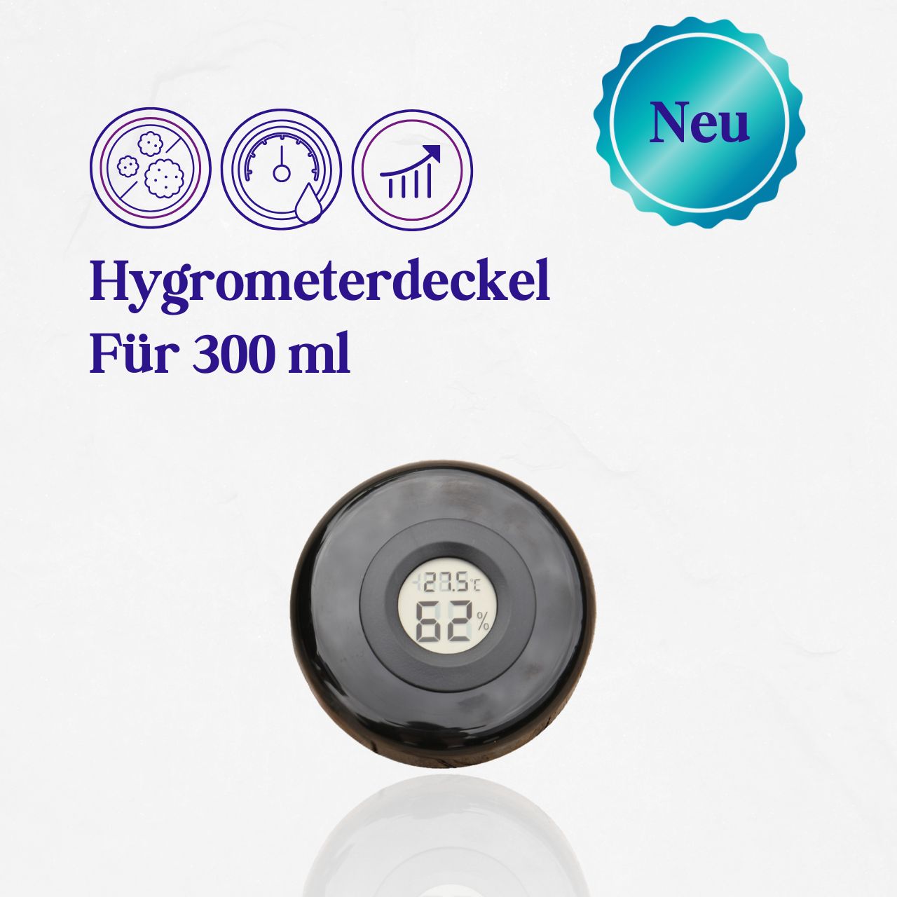 Hygrometer Deckel für Violettglas Weithalsdose 300 ml von Miron®