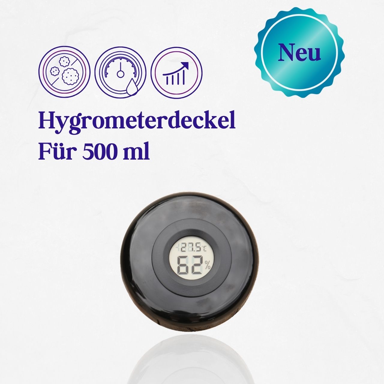 Hygrometer Deckel für Aromabunker - Weithalsdose (Saturn) 500 ml