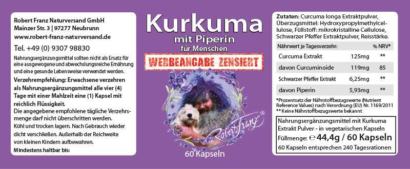 Kurkuma mit Piperin 60 vegetarische Kapseln von Robert Franz - bever-naturversand