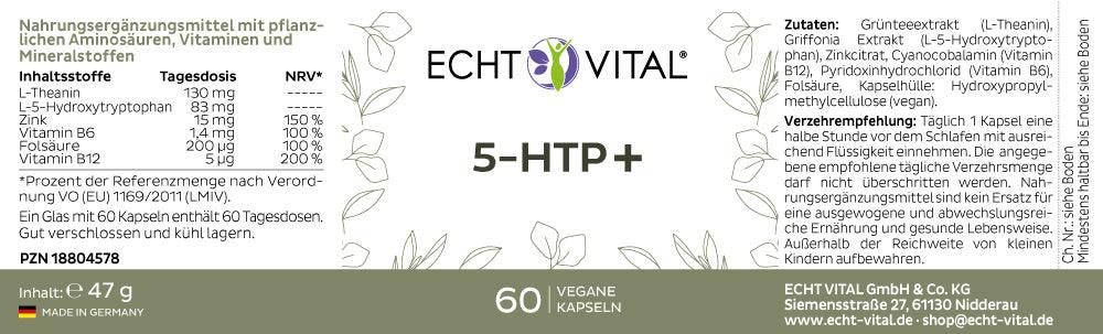 Echt Vital 5-HTP+ - 1 Glas mit 60 Kapseln - bever-naturversand