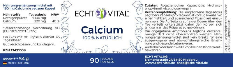 Echt Vital CALCIUM - 1 Glas mit 90 Kapseln