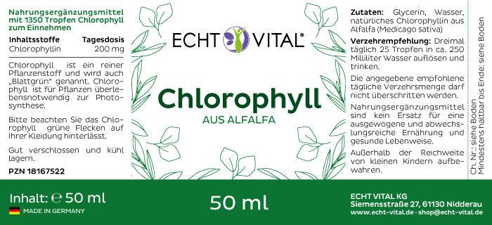 Echt Vital Chlorophyll Tropfen aus Alfalfa - 1 Flasche mit 50 ml
