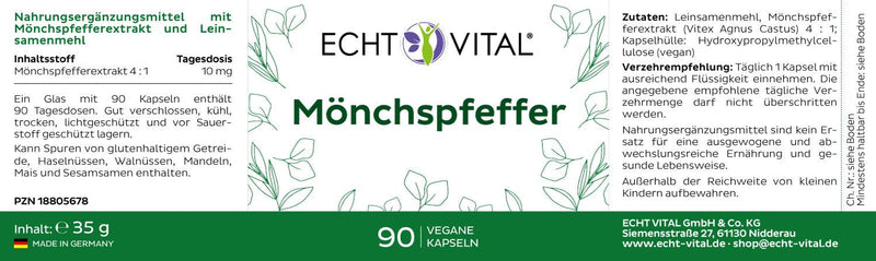 Echt Vital Mönchspfeffer - 1 Glas mit 90 Kapseln