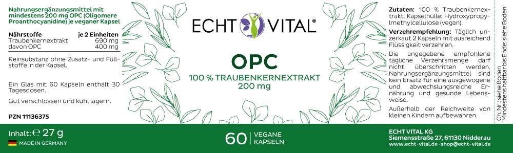 ECHT VITAL OPC - 1 Glas mit 60 Kapseln - bever-naturversand