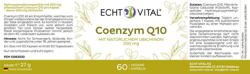 Echt Vital Coenzym Q10 - 1 Glas mit 60 Kapseln