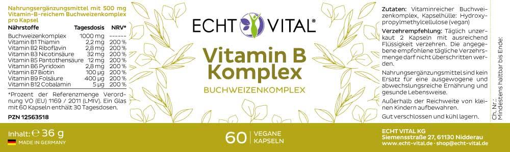 Echt Vital Vitamin B Komplex - 1 Glas mit 60 Kapseln - bever-naturversand