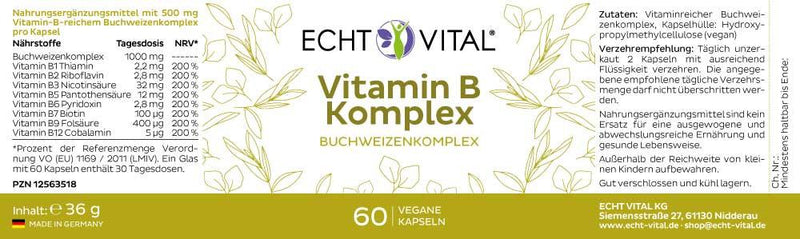Echt Vital Vitamin B Komplex - 1 Glas mit 60 Kapseln