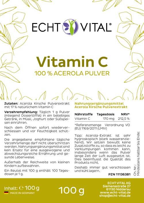 Echt Vital Vitamin C Pulver - bever-naturversand