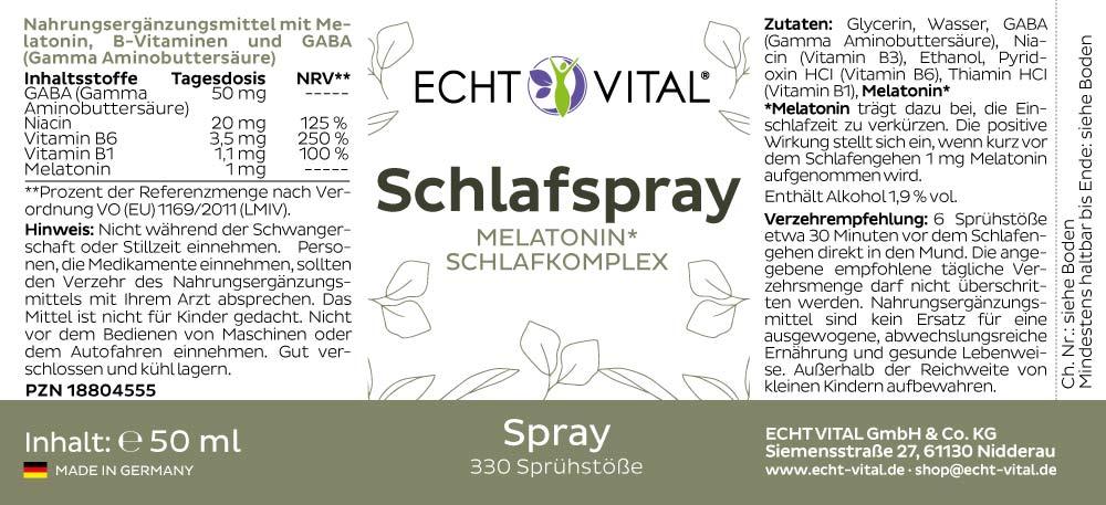 Echt Vital Schlafspray - 1 Sprayflasche mit 50 ml - bever-naturversand