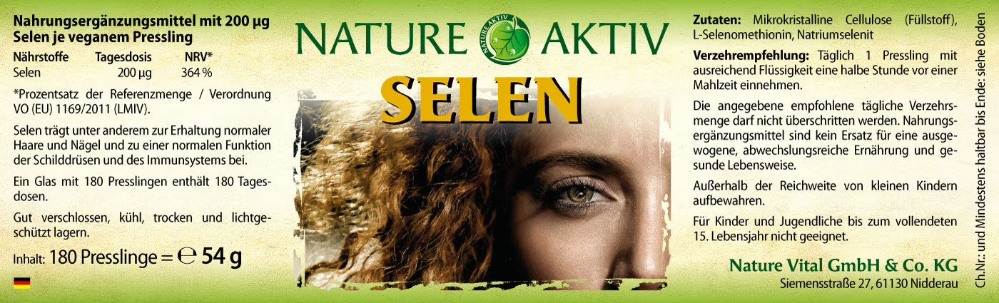 Nature Aktiv Selen 200 µg – vegane Presslinge