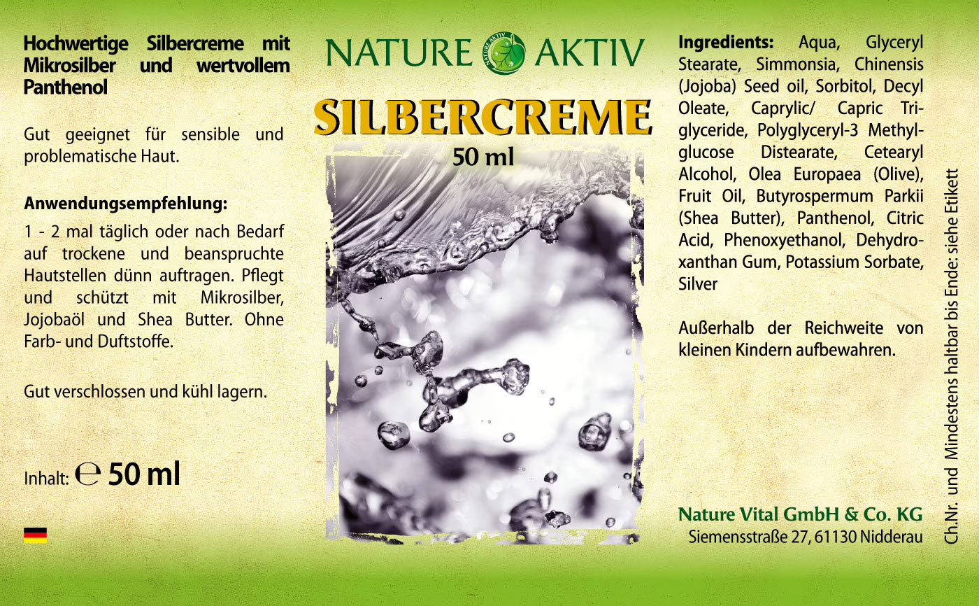 Nature Aktiv Silbercreme mit Mikrosilber & Panthenol – 50 ml
