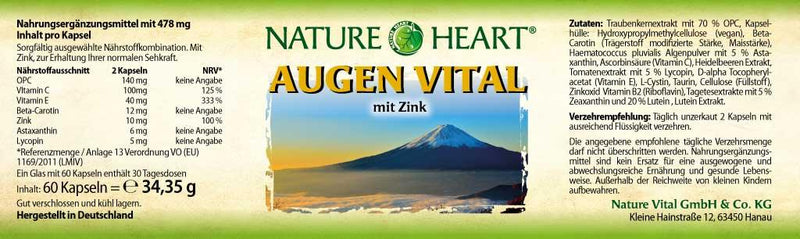 Nature Heart Augen Vital - 1 Glas mit 60 Kapseln