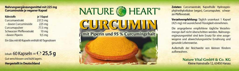NATURE HEART Curcumin - 1 Glas mit 60 Kapseln - bever-naturversand