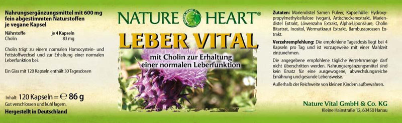 NATURE HEART Leber Vital - 1 Glas mit 120 Kapseln
