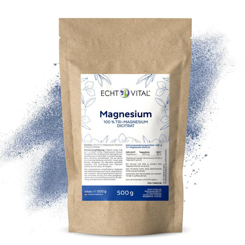 Echt Vital MAGNESIUM - Tri-Magnesium Dicitrat - 1 Beutel mit 500 g Pulver - bever-naturversand