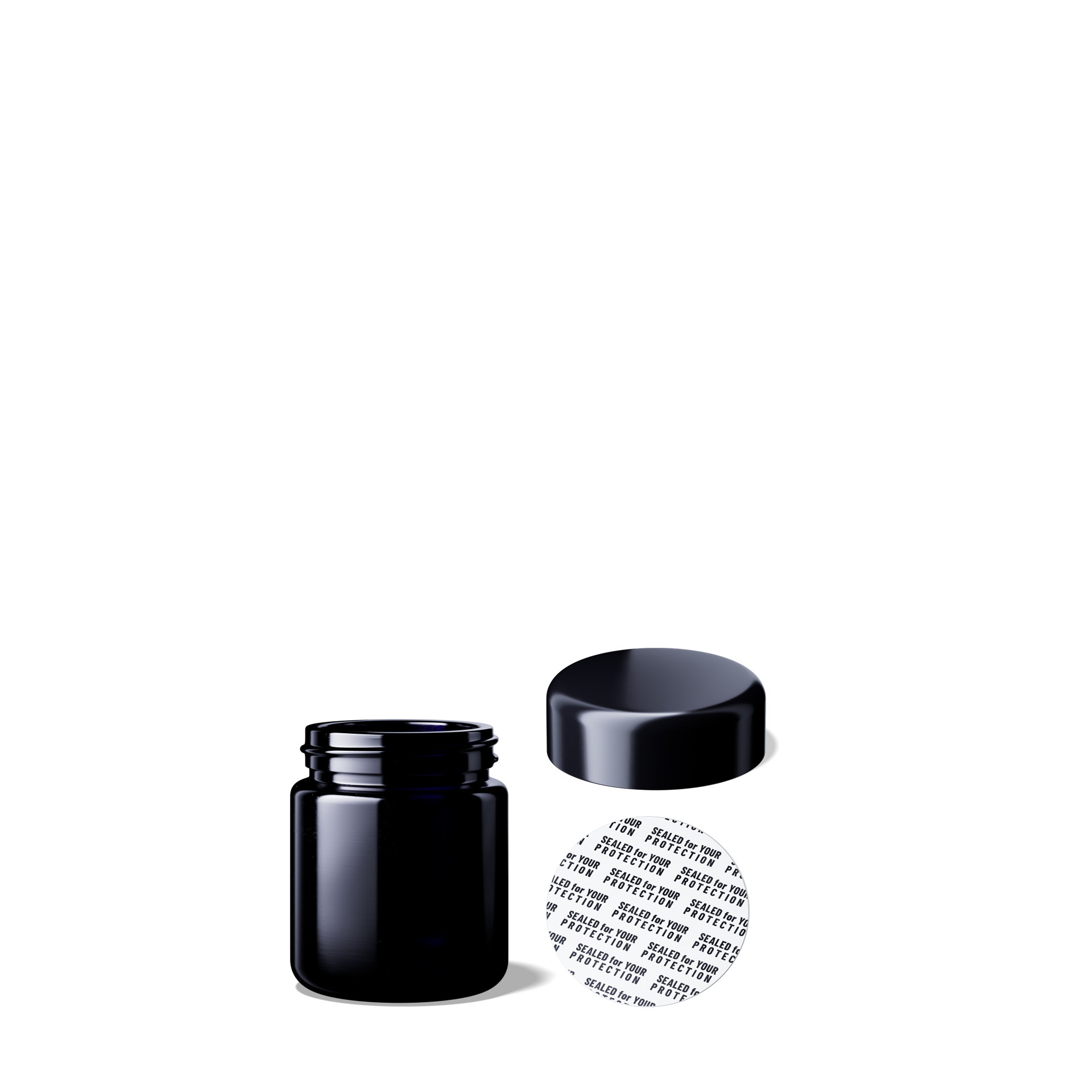 Weithalsglas Saturn 50 ml aus Miron® Violettglas inkl. Deckel und Versiegelung im 6er Set