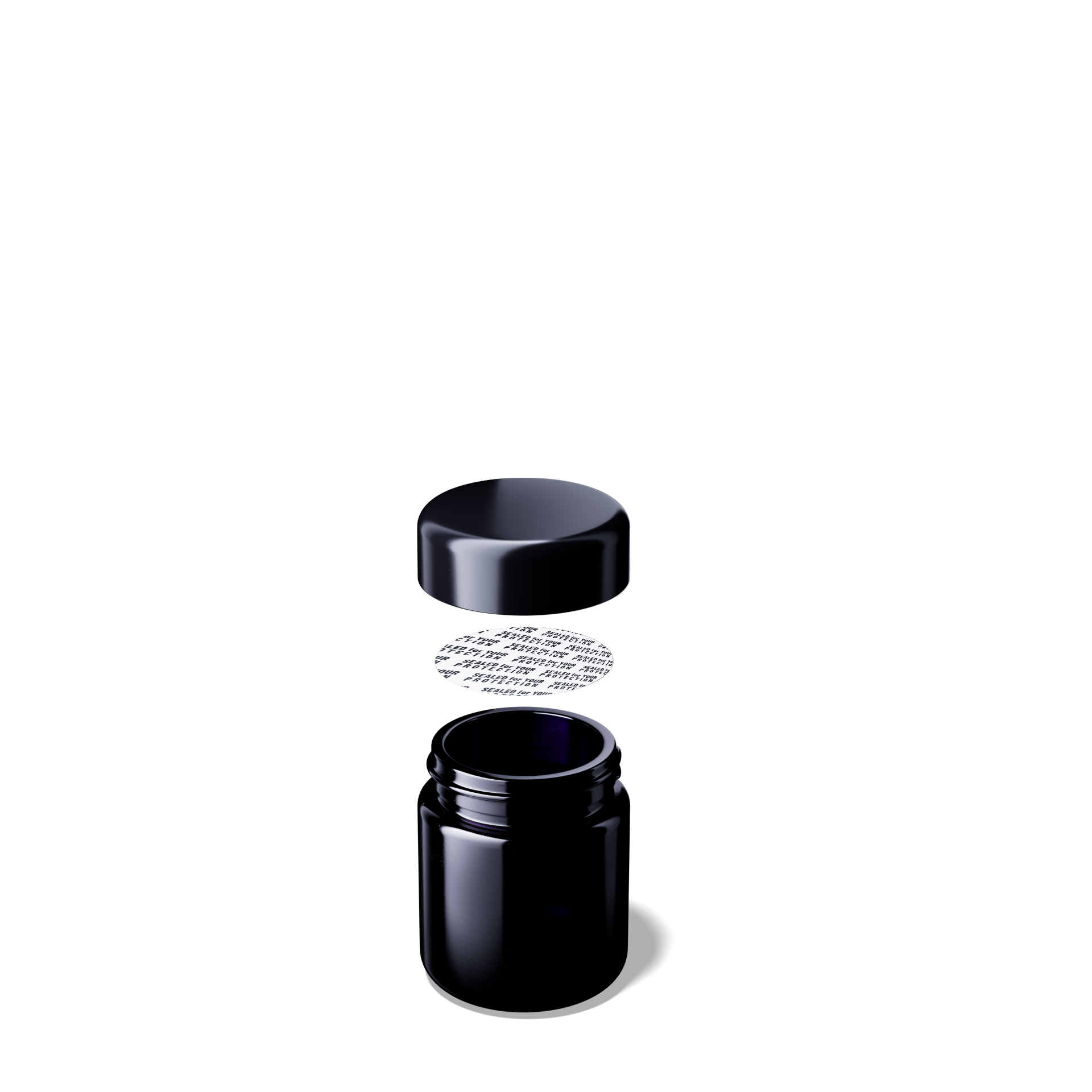 Weithalsglas Saturn 50 ml aus Miron® Violettglas inkl. Deckel und Versiegelung im 6er Set