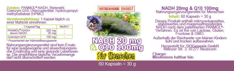 NADH 20mg & Q10 100mg von Robert Franz - bever-naturversand