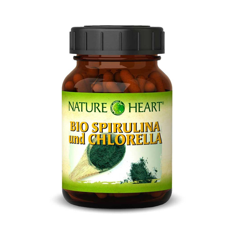 NATURE HEART Bio Spirulina und Chlorella - 1 Glas mit 365 Presslingen - bever-naturversand