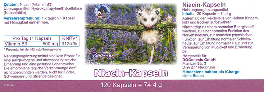 Niacin-Kapseln (Vitamin B3) von Robert Franz