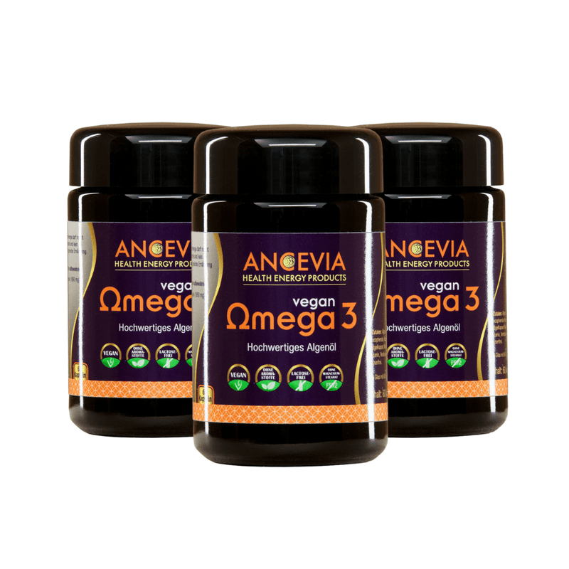 Ancevia Omega-3 Kapseln DHA + EPA vegan (3er Set) - bever-naturversand