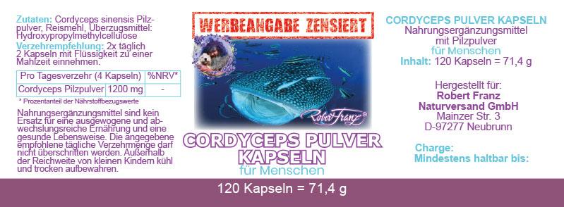 Cordyceps 120 vegane Kapseln von Robert Franz - bever-naturversand