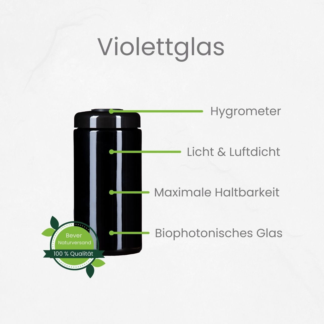 Hygro Giant Sets - Violettglas 1000 ml Weithalsdose mit Hygrometerdeckel + Boveda