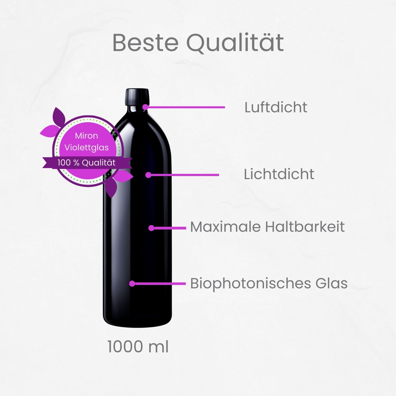 BioVio Maxima - Violettglas 1000 ml Flasche (Aquarius) von MIRON®