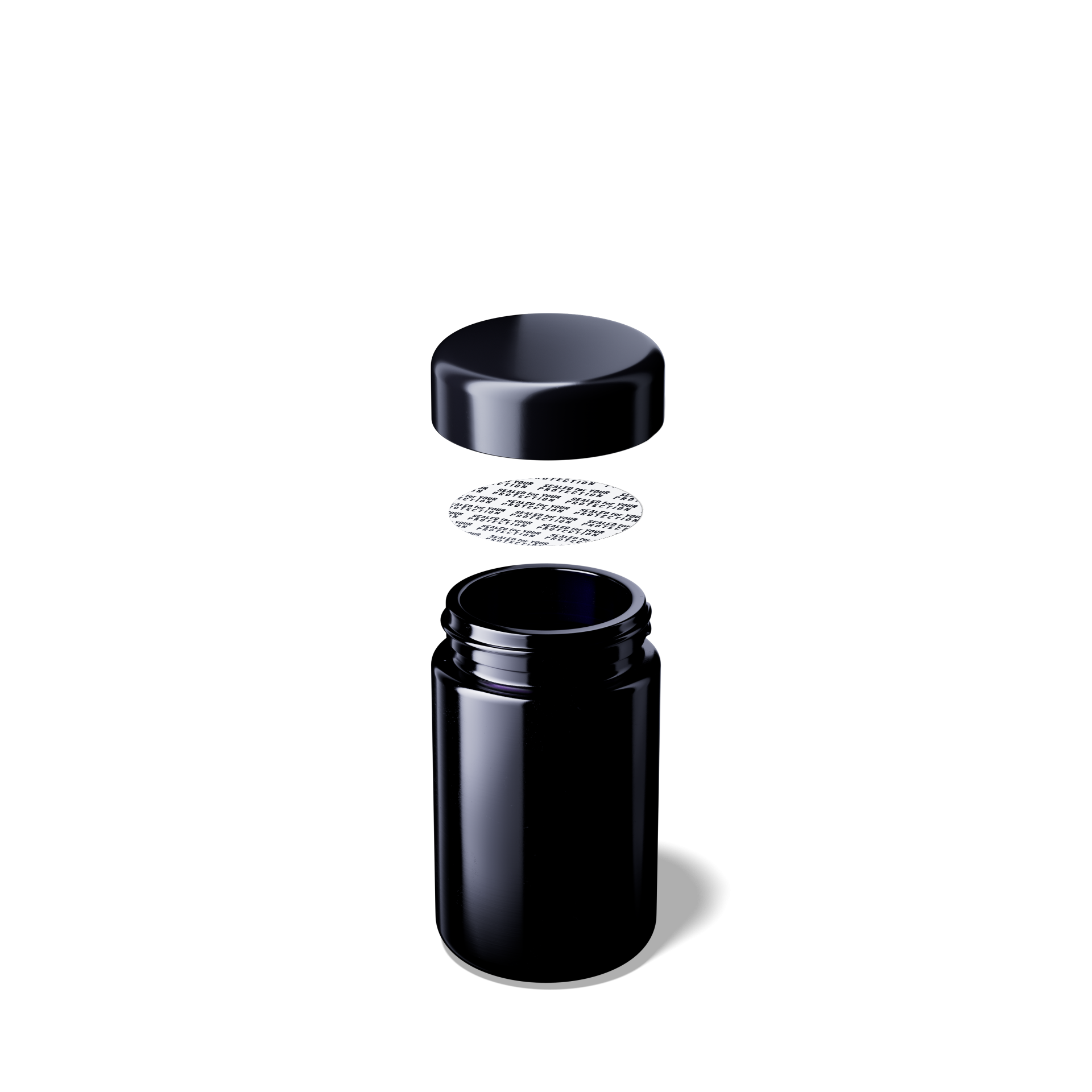 Weithalsglas Saturn 100 ml aus Miron® Violettglas inkl. Deckel und Versiegelung -Kurzform-