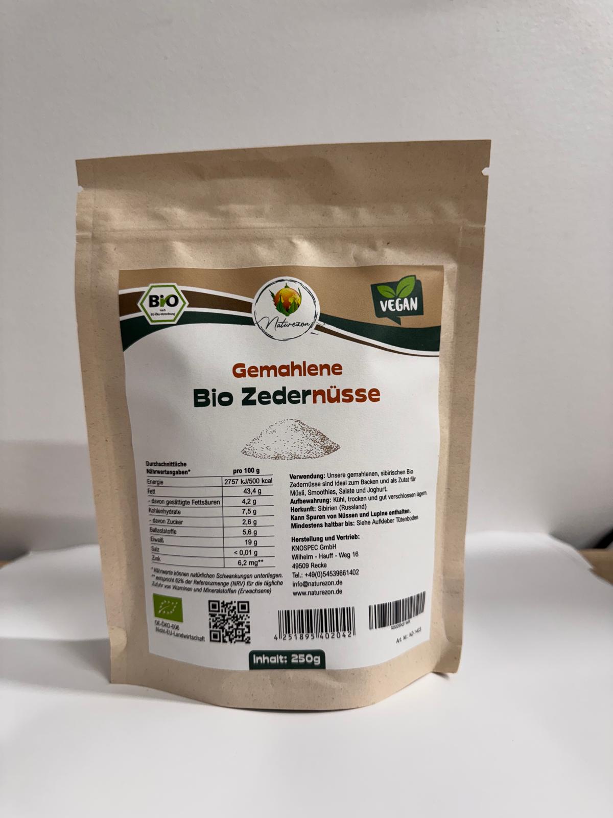 Sibirische Bio Zedernüsse (gemahlen)